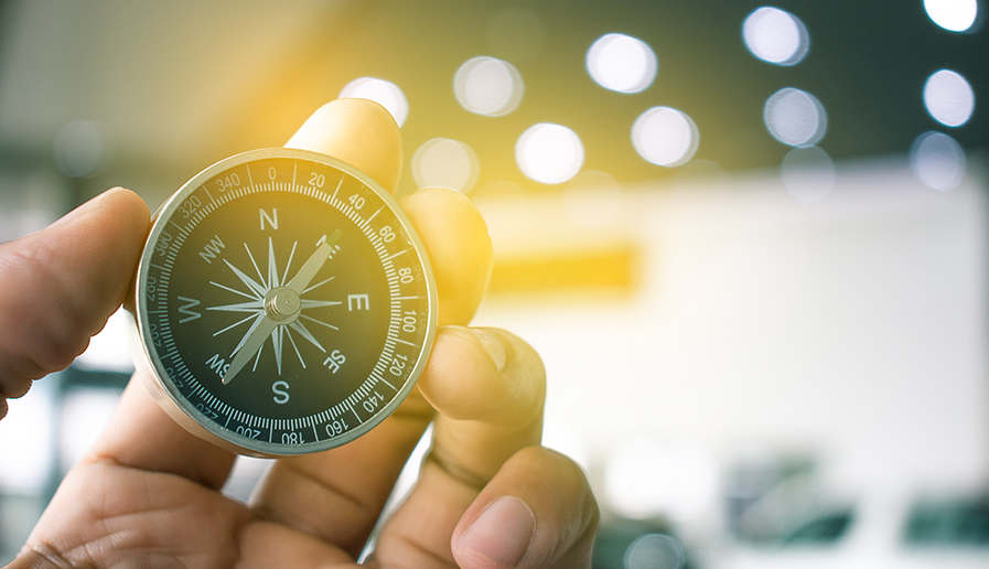 Compass with glow