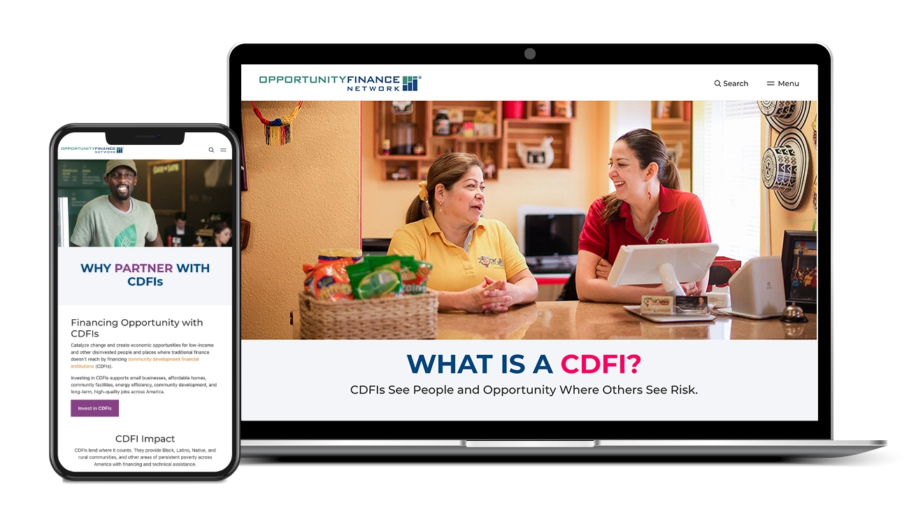 OFN Website displayed on Mobile Phone and Laptop screens